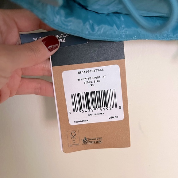 Women’s The North Face Cropped Nuptse in Storm Blue, Size XS - Picture 5 of 6